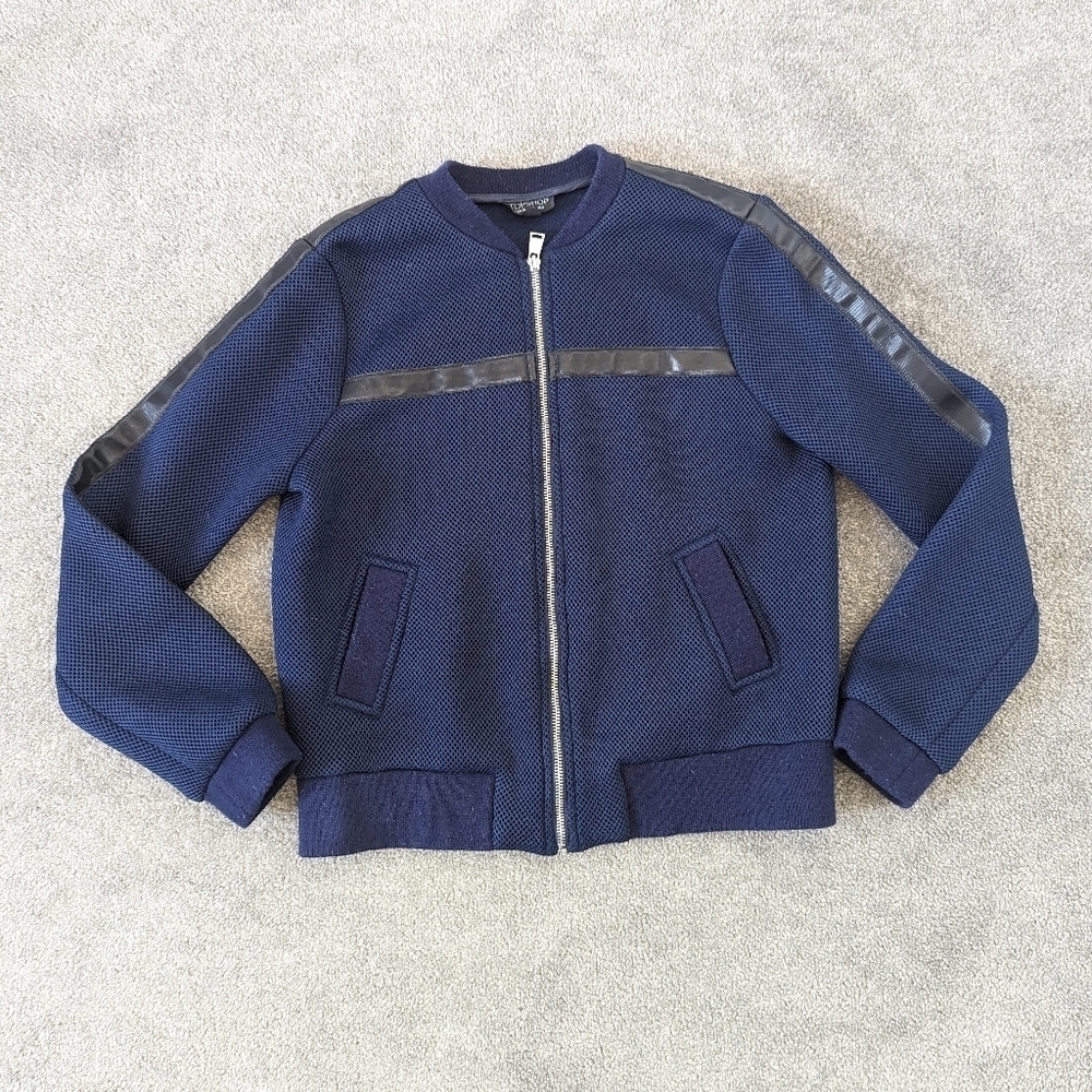 Topshop Blue Mesh Military Jacket Women's Size 8
